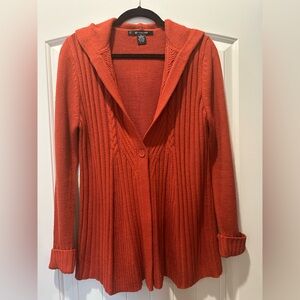 89th & Madison Women's Hooded Cardigan in Burnt Orange.  Size X-Large.
